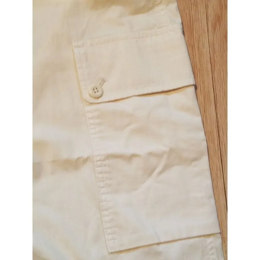 J Crew Cargo Pants Womens‎ 32 Natural Beige Ripstop Cotton Wide Leg BW538